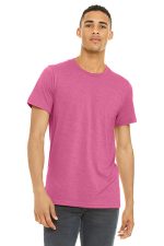 BELLA+CANVAS Unisex Heather CVC Short Sleeve Tee. BC3001CVC Heather Charity Pink