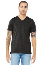 BELLA+CANVAS Unisex Jersey Short Sleeve V-Neck Tee. BC3005 Charcoal Marble