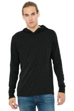 BELLA+CANVAS Unisex Jersey Long Sleeve Hoodie. BC3512 Charcoal-Black Triblend