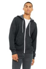 BELLA+CANVAS Unisex Sponge Fleece Full-Zip Hoodie. BC3739 Dark Grey Heather
