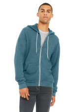 BELLA+CANVAS Unisex Sponge Fleece Full-Zip Hoodie. BC3739 Heather Deep Teal