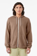 BELLA+CANVAS Unisex Sponge Fleece Full-Zip Hoodie. BC3739 Vintage Brown