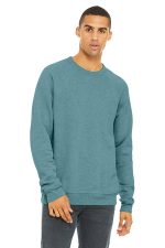 BELLA+CANVAS Unisex Sponge Fleece Raglan Sweatshirt. BC3901 Heather Blue Lagoon