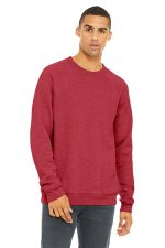 BELLA+CANVAS Unisex Sponge Fleece Raglan Sweatshirt. BC3901 Heather Red
