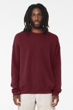 BELLA+CANVAS Unisex Sponge Fleece Drop Shoulder Sweatshirt. BC3945 Maroon