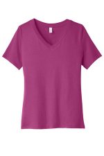 BELLA+CANVAS Women's Relaxed Jersey Short Sleeve V-Neck Tee. BC6405 Berry