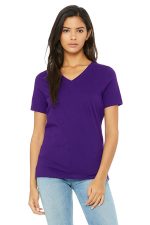 BELLA+CANVAS Women's Relaxed Jersey Short Sleeve V-Neck Tee. BC6405 Team Purple