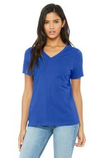 BELLA+CANVAS Women's Relaxed Jersey Short Sleeve V-Neck Tee. BC6405 True Royal