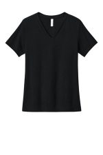 BELLA+CANVAS Women's Relaxed Heather CVC V-Neck Tee BC6405CVC Solid Black Blend