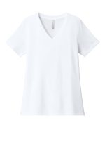 BELLA+CANVAS Women's Relaxed Heather CVC V-Neck Tee BC6405CVC Solid White Blend