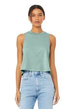 BELLA+CANVAS Women's Racerback Cropped Tank. BC6682 Heather Dusty Blue
