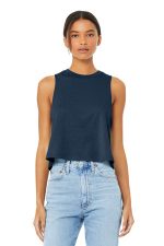 BELLA+CANVAS Women's Racerback Cropped Tank. BC6682 Heather Navy