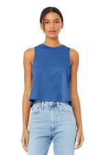 BELLA+CANVAS Women's Racerback Cropped Tank. BC6682 Heather True Royal
