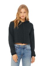 BELLA+CANVAS Women's Sponge Fleece Cropped Fleece Hoodie. BC7502 Dark Grey Heather