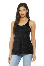 BELLA+CANVAS Women's Flowy Racerback Tank. BC8800 Black Marble