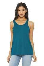 BELLA+CANVAS Women's Flowy Racerback Tank. BC8800 Heather Deep Teal