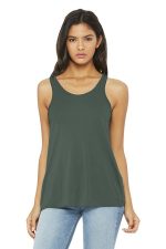 BELLA+CANVAS Women's Flowy Racerback Tank. BC8800 Military Green