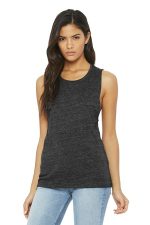 BELLA+CANVAS Women's Flowy Scoop Muscle Tank. BC8803 Charcoal Black Slub