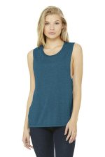 BELLA+CANVAS Women's Flowy Scoop Muscle Tank. BC8803 Heather Deep Teal