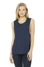 BELLA+CANVAS Women's Flowy Scoop Muscle Tank. BC8803 Heather Navy