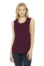 BELLA+CANVAS Women's Flowy Scoop Muscle Tank. BC8803 Maroon