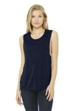 BELLA+CANVAS Women's Flowy Scoop Muscle Tank. BC8803 Midnight