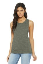 BELLA+CANVAS Women's Flowy Scoop Muscle Tank. BC8803 Olive Slub