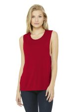 BELLA+CANVAS Women's Flowy Scoop Muscle Tank. BC8803 Red