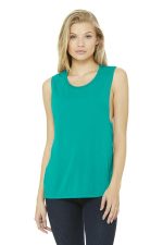 BELLA+CANVAS Women's Flowy Scoop Muscle Tank. BC8803 Teal