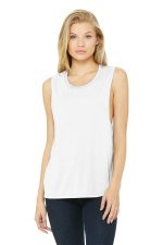 BELLA+CANVAS Women's Flowy Scoop Muscle Tank. BC8803 White
