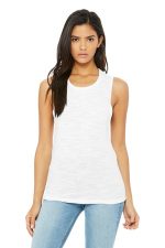 BELLA+CANVAS Women's Flowy Scoop Muscle Tank. BC8803 White Slub