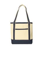 Port Authority Medium Cotton Canvas Tote. BG412 Natural/ Navy