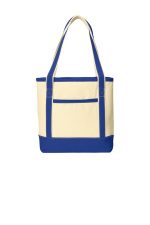 Port Authority Medium Cotton Canvas Tote. BG412 Natural/ True Royal