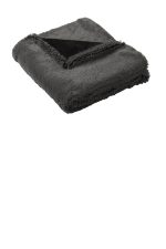 Port Authority Faux Fur Blanket. BP45 Shadow Grey/ Deep Black