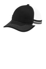 Port Authority Two-Stripe Snapback Trucker Cap. C113 Black/ Grey Steel/ White