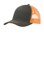 Port Authority Snapback Trucker Cap. C402 Grey Steel/ Neon Orange