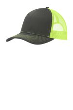 Port Authority Snapback Trucker Cap. C402 Grey Steel/ Neon Yellow