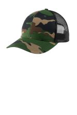 Port Authority Snapback Trucker Cap. C402 Woodland Camo/ Black