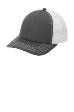 Port Authority Low-Profile Snapback 5-Panel Trucker Cap C405LP Grey Steel/ White