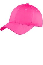 Port Authority Six-Panel Unstructured Twill Cap. C914 Neon Pink
