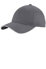 Port Authority Unstructured Sandwich Bill Cap. C919 Charcoal/ White