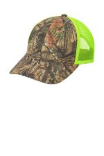 Port Authority Structured Camouflage Mesh Back Cap. C930 Mossy Oak Break-Up Country/ Neon Yellow