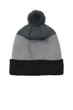 Port Authority Cozy Striped Pom Beanie C979 Deep Black/ Gusty Grey/ Storm Grey