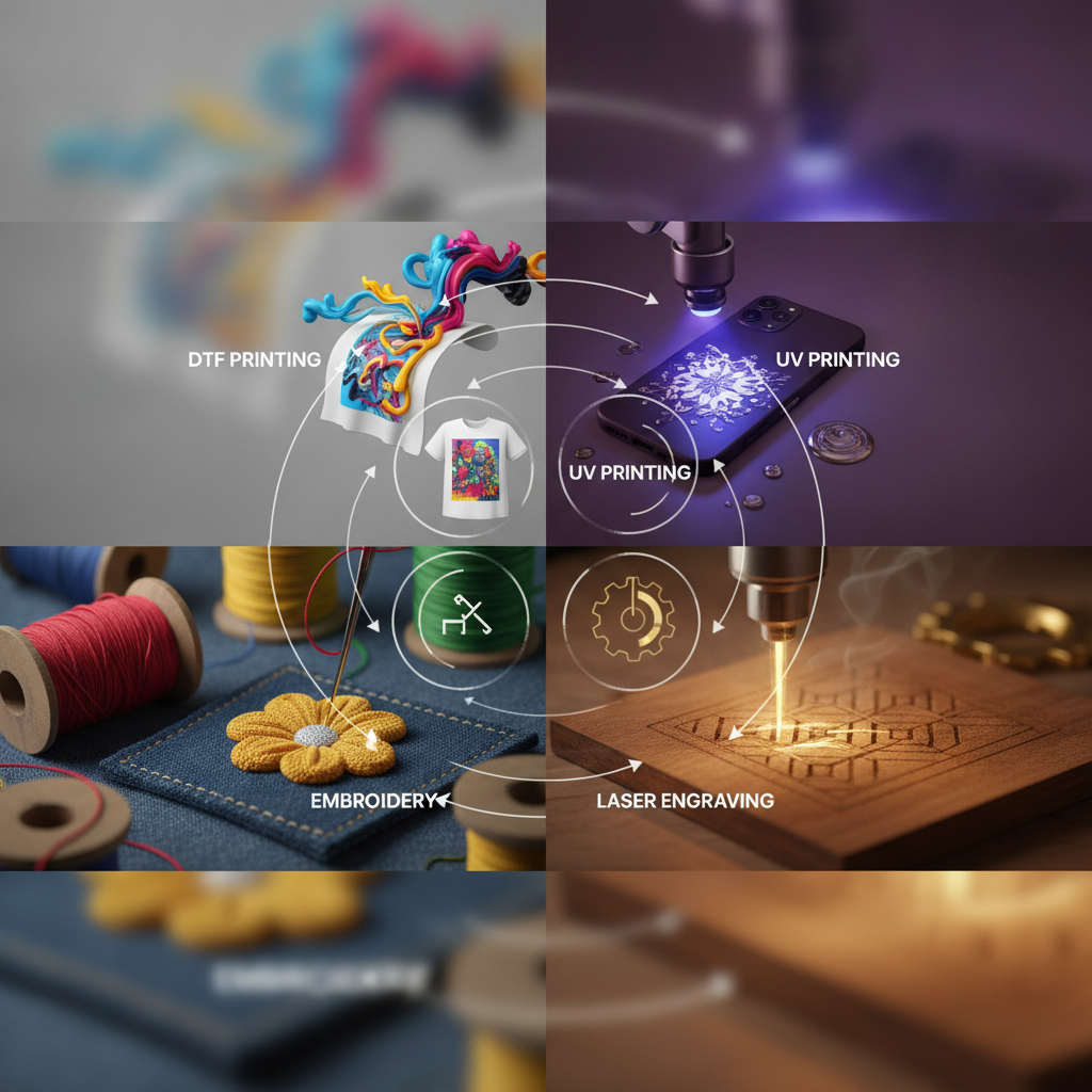 Infographic comparing — custom apparel decoration methods