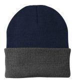 Port Authority Knit Cap. CP90 Navy/ Athletic Oxford