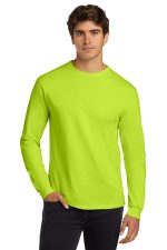 Gildan - Ultra Cotton 100% US Cotton Long Sleeve T-Shirt. G2400 Safety Green