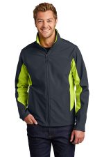 Port Authority Core Colorblock Soft Shell Jacket. J318 Battleship Grey/ Charge Green