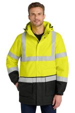 Port Authority ANSI 107 Class 3 Safety Heavyweight Parka. J799S Safety Yellow/ Black/ Reflective
