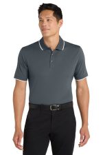 Port Authority Dry Zone UV Micro-Mesh Tipped Polo. K111 Graphite/ White