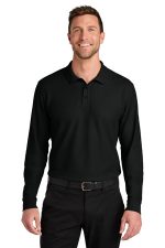 Port Authority Wearever Signature Pique Long Sleeve Polo K200LS Deep Black